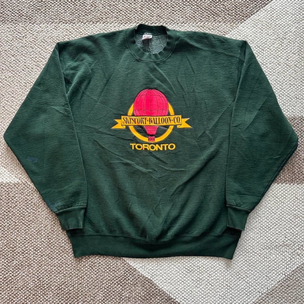 Vintage 80s Toronto Skyport Balloon Green Men’s XL Crewneck